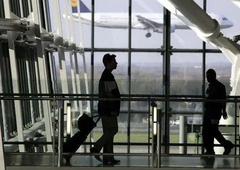 Man walking through airport