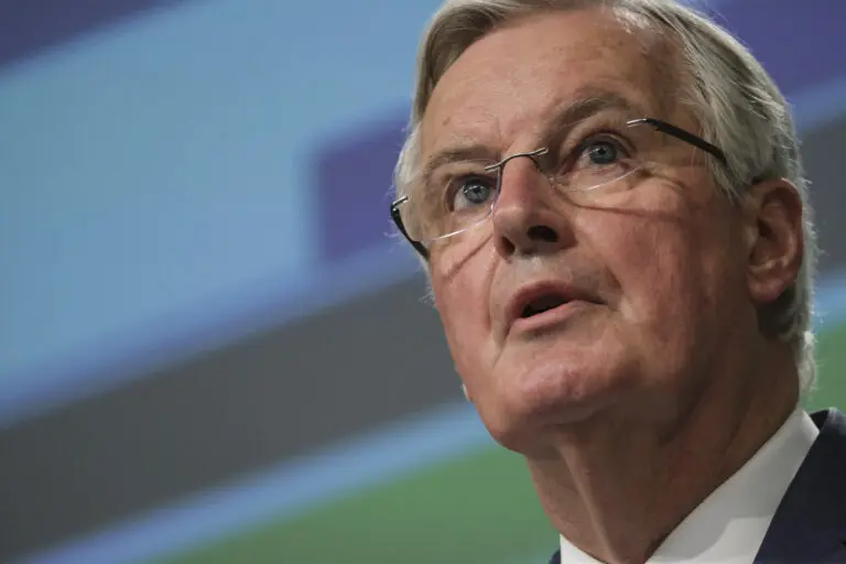 EU's Brexit negotiator Michel Barnier holds a news conference se