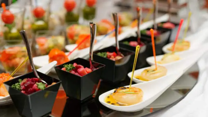 Various snacks on table