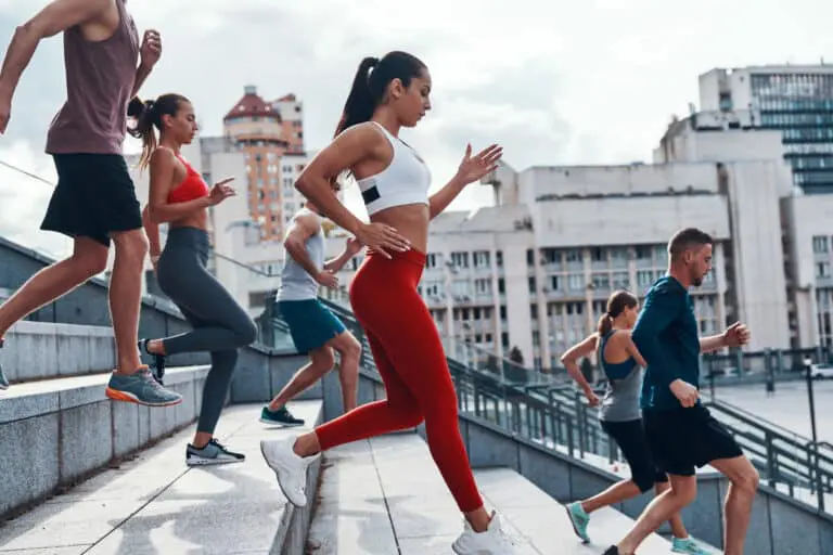 people exercising outside