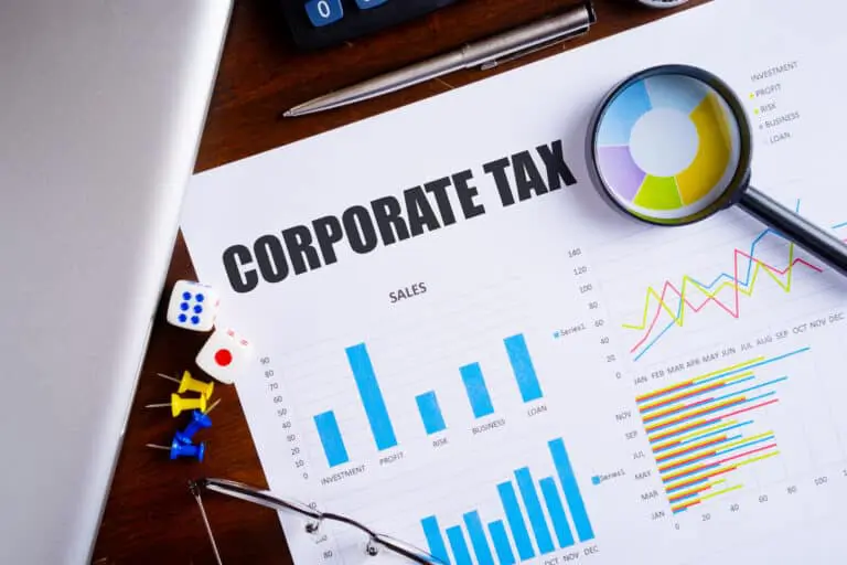 “corporate,Tax”,Text,On,Paper,Sheet,With,Magnifying,Glass,On