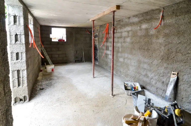 Plastering,,Rebuilding,,Waterproofing,Basement,Or,A,Cellar,And,Work,Tools.