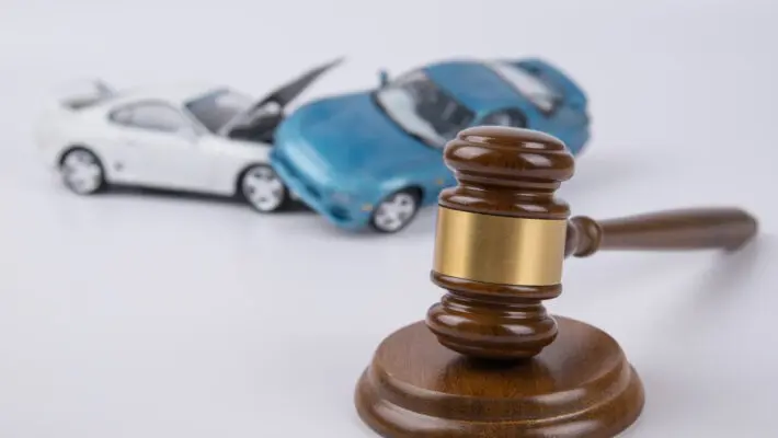 Hammer,Of,The,Judge.,Two,Collided,Cars,On,A,White