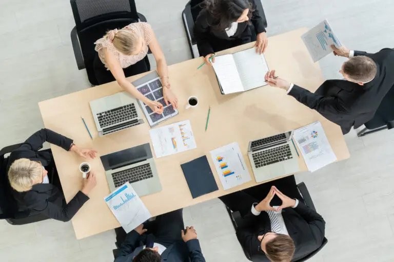 Business,People,Group,Meeting,Shot,From,Top,View,In,Office