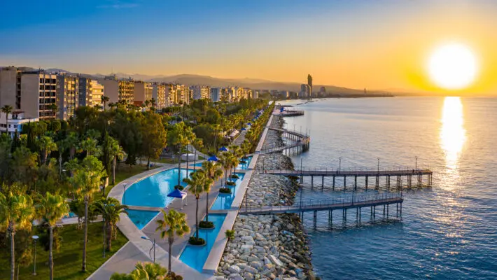 Sunset,In,Cyprus.,The,Sun,Sets,In,The,Mediterranean.,Limassol