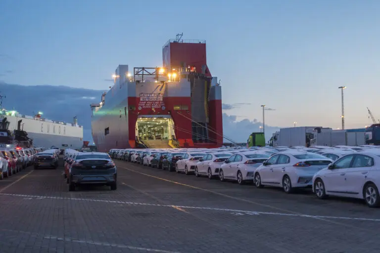 Germany,,Bremerhaven,,2017-09-13.,Cars,Waiting,For,Being,Loaded,Onto,A