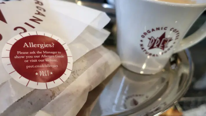 Pret sandwich allergies