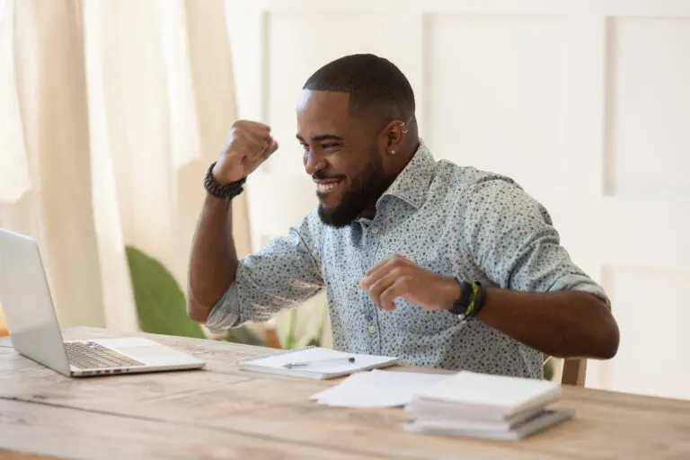 Euphoric,Young,Black,Man,Celebrating,Online,Lottery,Win,,Excellent,Educational
