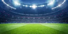 Football,Stadium,At,Night.,An,Imaginary,Stadium,Is,Modelled,And