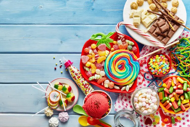 Overhead,View,Of,Colorful,Array,Of,Different,Childs,Sweets,And