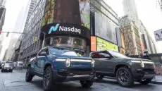 The largest initial public offering in the world this year and one of the biggest in American history made a spectacular start yesterday as shares in a company touted as a future rival to Tesla surged by as much as 53 per cent.