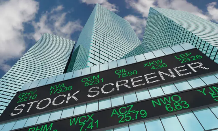 Stock,Screener,Analysis,Ticker,Buildings,3d,Illustration