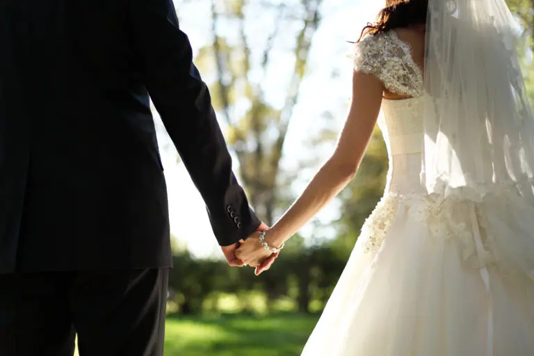 Wedding,Theme,,Holding,Hands,Newlyweds