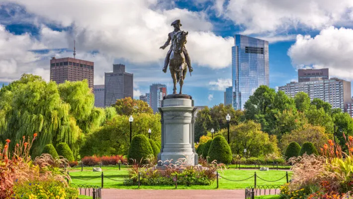 George,Washington,Monument,At,Public,Garden,In,Boston,,Massachusetts.