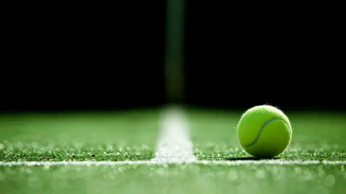 Soft,Focus,Of,Tennis,Ball,On,Tennis,Grass,Court