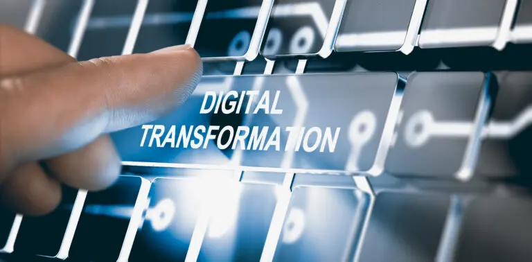 Finger,Pressing,An,Interface,With,The,Text,Digital,Transformation.,Concept