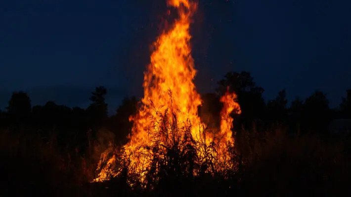 Rural,Landscape,,High,Flame,Of,Night,Bonfire,On,Dark,Background