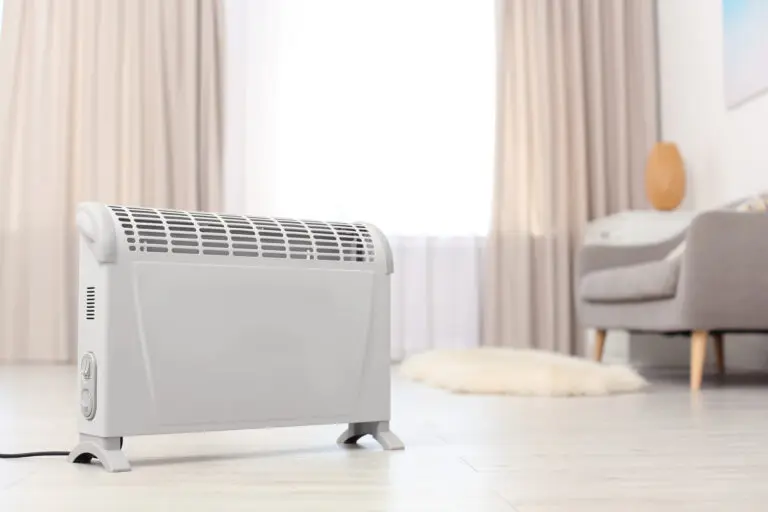 Modern,Electric,Heater,On,Floor,At,Home.,Space,For,Text