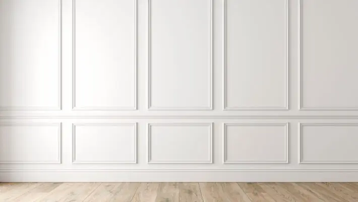 Modern,Classic,White,Empty,Interior,With,Wall,Panels,And,Wooden