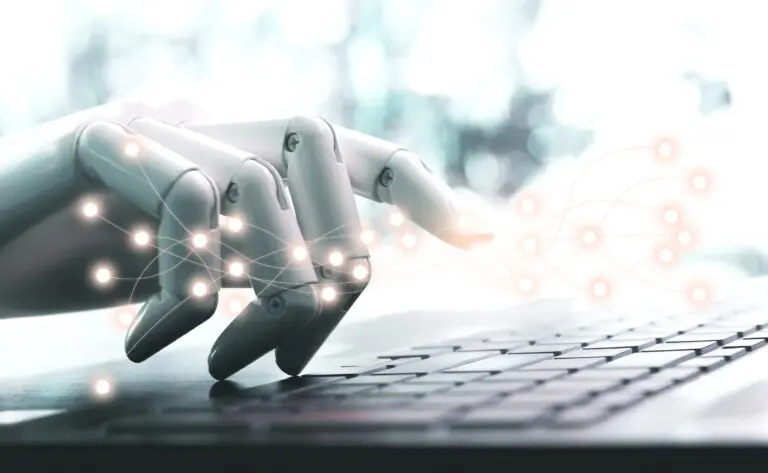 Network,Technology,Robot,Concept,Or,Robot,Hand,Chatbot,Pressing,Computer