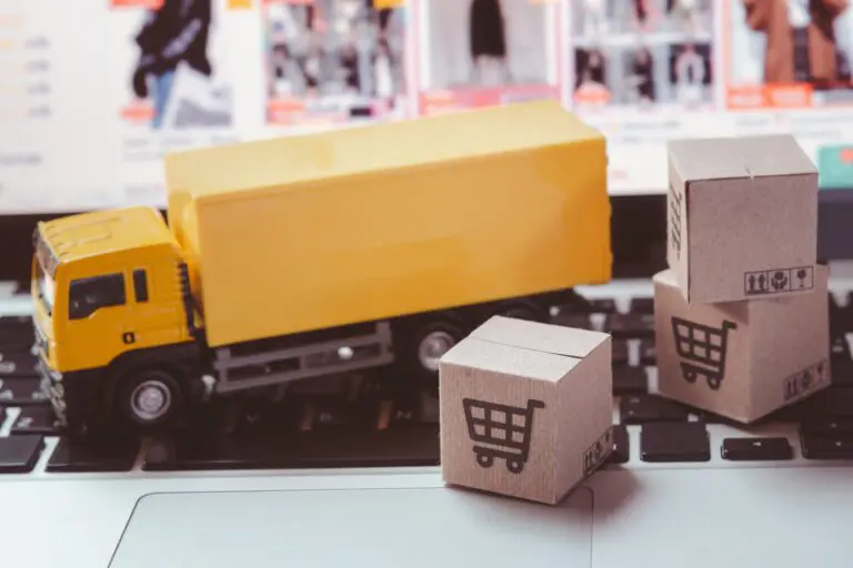 Logistics,,And,Delivery,Service,-,Truck,And,Paper,Cartons,Or