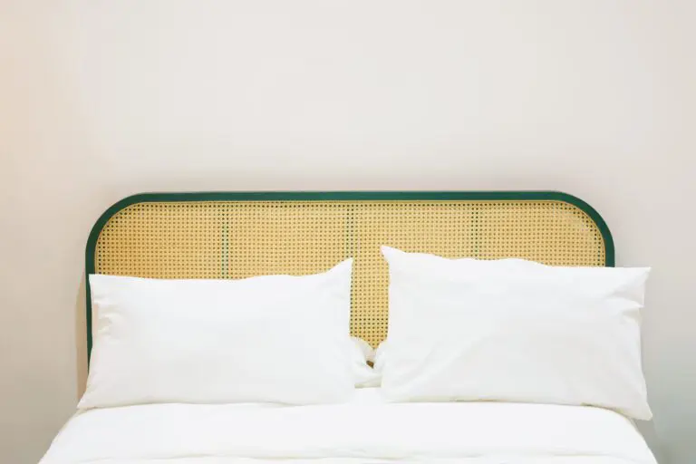 Retro,Bedroom,With,Rattan,Wicker,Bed,With,White,Sheet,And