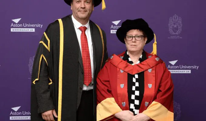 Aston University has awarded the director of Birmingham LGBT an honorary doctorate in business administration (DBA) for her exceptional contributions to education, social justice and the advancement of learning.