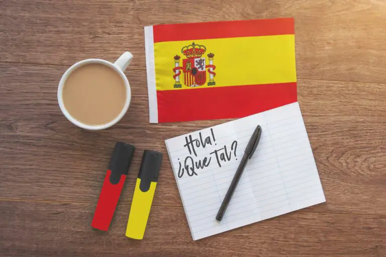 Spain,National,Flag,,Notebook,With,The,Inscription,Hello,,How,Are