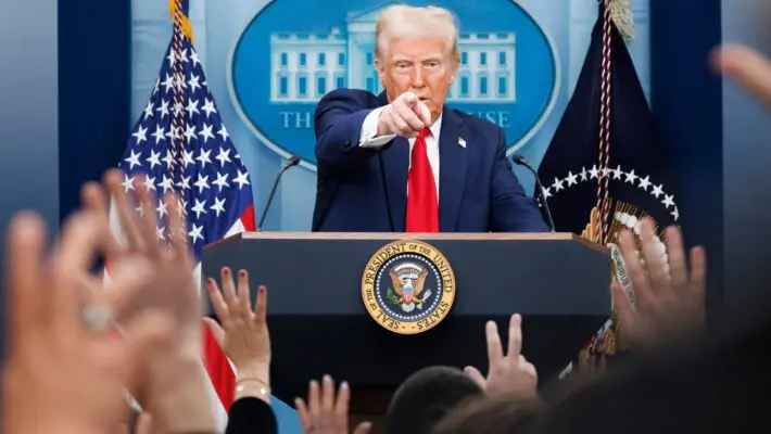 The pound has surged to a four-month high against the US dollar as concerns over Donald Trump’s escalating trade war spark fears of an American recession.