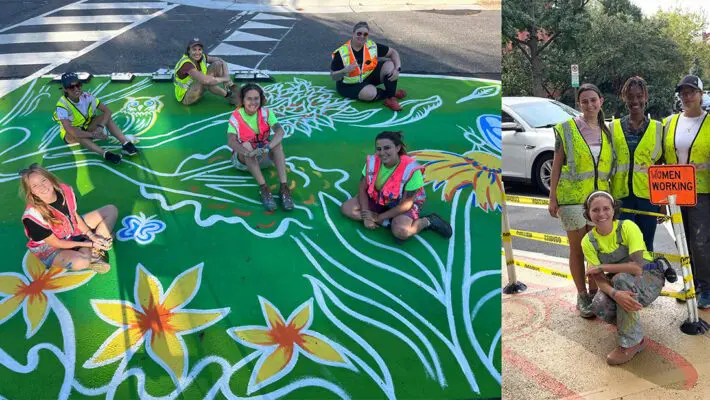 Chalk Riot is a women-led mural business based in Washington, D.C that specialize in murals on the ground.