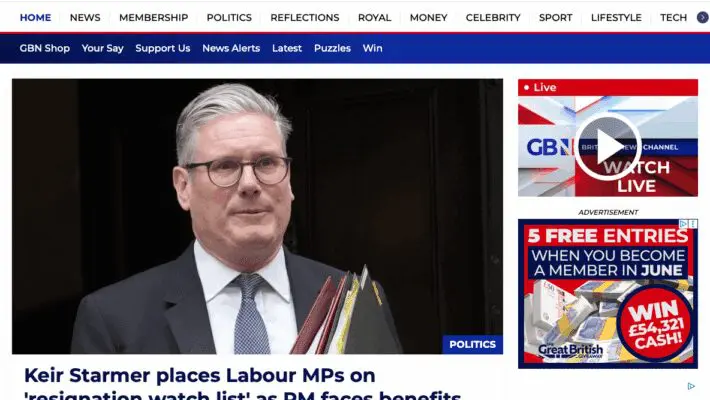 GB News has surged to become the UK’s fourth largest news brand, according to the newly released Reuters Institute Digital News Report 2025, marking a major milestone for the self-styled “People’s Channel”.
