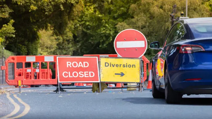 Road signs are an integral part of the traffic management system, along with road markings, traffic lights, and traffic controllers.