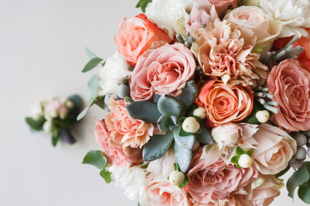 Wedding,Flowers,,Bridal,Bouquet,Closeup.,Decoration,Made,Of,Roses,,Peonies