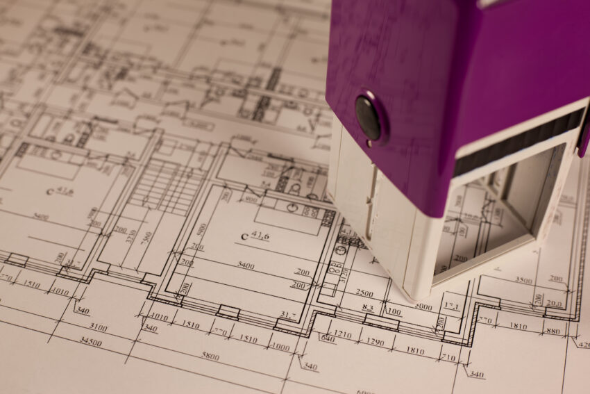 Stamp,On,Plan,Of,House,Background