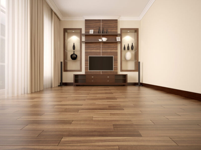Comfortable,Contemporary,Living,Room,With,Tv-unit.,Wooden,Floor.,3d,Render.