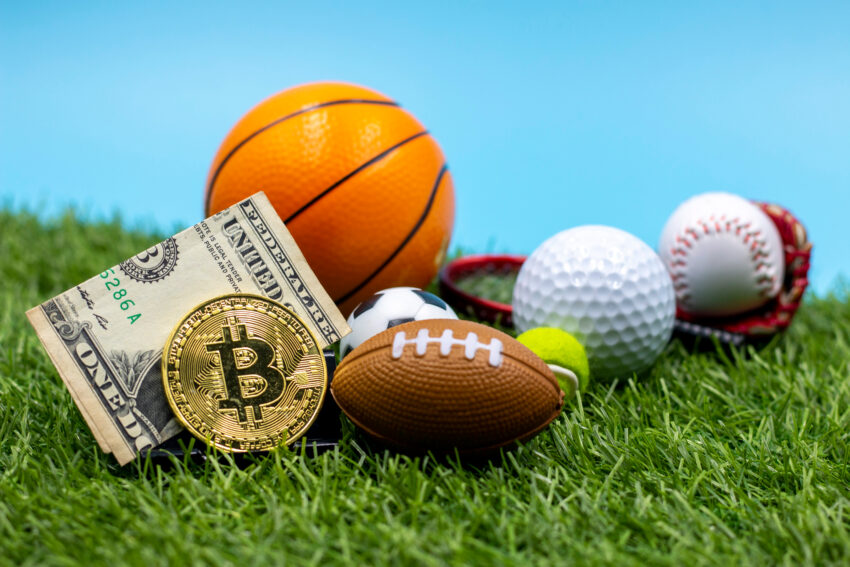Bitcoin,With,American,Football,Tennis,Ball,Golf,Ball,Baseball,Basketball