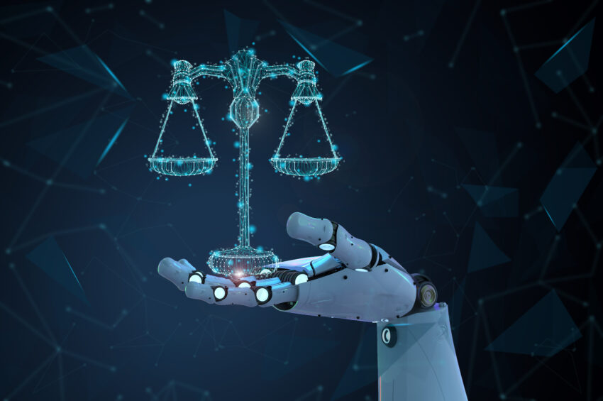 Internet,Law,Concept,With,3d,Rendering,Ai,Robot,With,Law