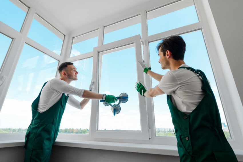 Men,Are,Installing,A,Window,In,The,Apartment.,Almost,Assembled