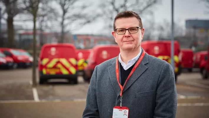 Royal Mail boss Simon Thompson is to step down from his role, the owner of the postal giant has said.