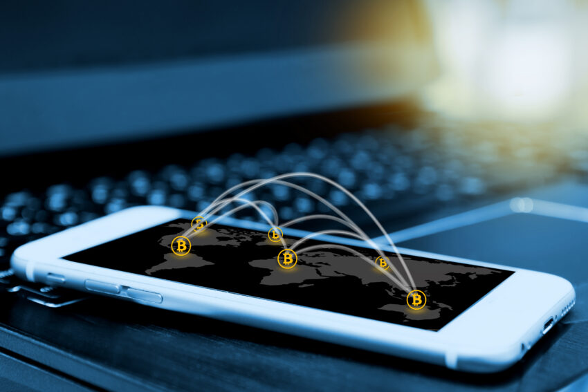 Digital,Money,,,Bitcoin,And,Network,Connection,Concept.,Smartphone,Screen